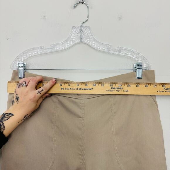 Max Studio Khaki Wide Leg Stretch Trousers Womens Size XL - Picture 2 of 8